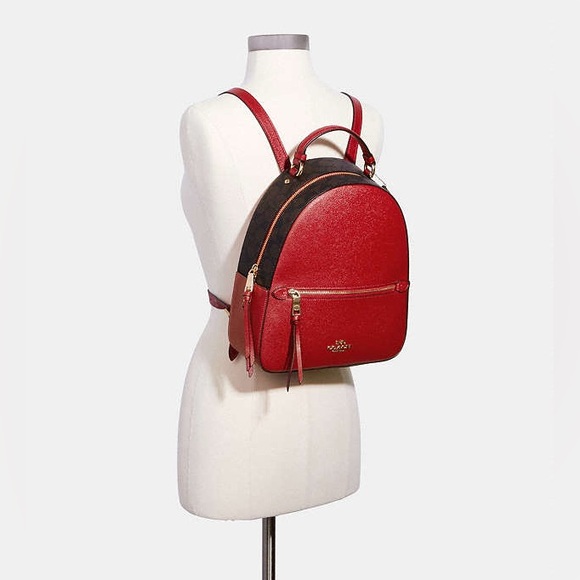 Coach Handbags - COACH Jordyn Backpack With Signature Canvas Detail Red Brown